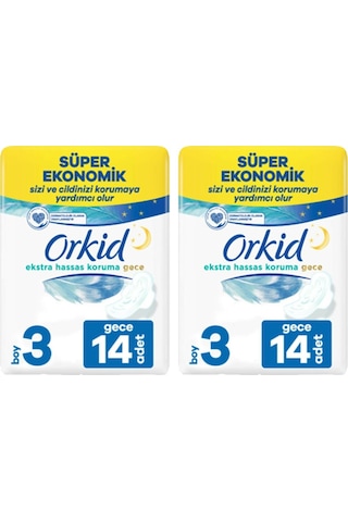 Orkid Extra Hassas Koruma Hijyenik Ped Gece 2 x 14'lü