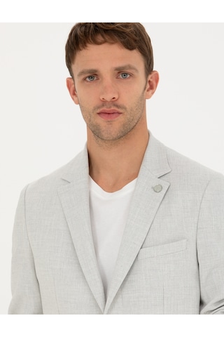 Pierre Cardin Açık Gri Ex. Slim Fit Keten Karışımlı Ceket 50285142-vr001
