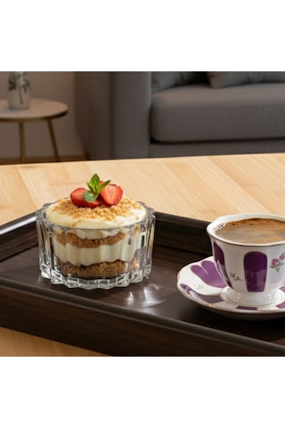 Porsima Ryg8068 Tulin 6lı Cam Kase Puding Tatlı Ve Dondurma Kasesi Kahvaltılık Kase Seti Çerez Kasesi 5x9cm Şeffaf