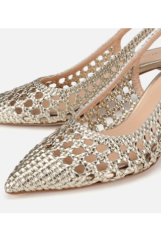 Hotiç Kadın Gold Örgü Detaylı Arkası Açık Kısa Topuklu Stiletto 01ayh322880a540 01ayh322880a540