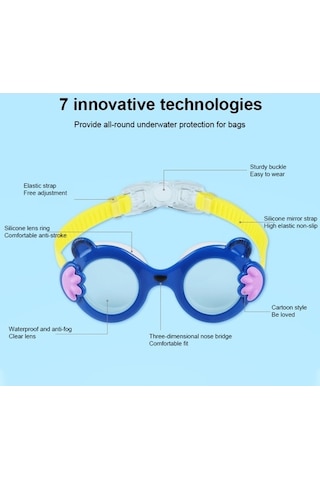 Artfulabode Mor Kedi Karikatür Jh8560 Gözlüğü Yüzme Şekli Önleyici Buhar Önleyici Çocuk Çok Renkli