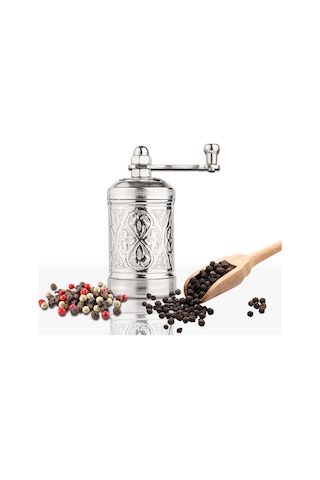Nikel Zamak Karabiber El Değirmeni Öğütücü Grinder 8 Cm Gümüş
