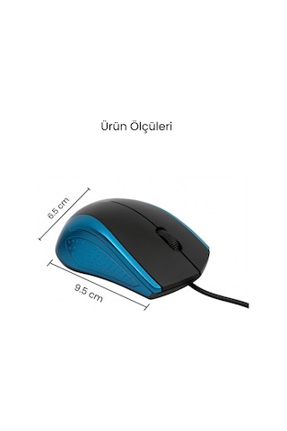 Concord Usb Kablolu 3d Optik Mouse 3 Tuş, Yüksek Dpı Hassasiyetli Bilgisayar Mouse C29mousemavi
