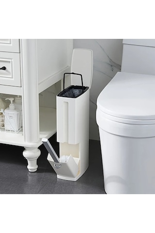 Fastbuy Çöpleri Temizle: Kapaklı Tuvalet Fırçası Çöp Kutusu, Beyaz, Yer Tasarrufu, Anti Sisleme, Pratik, Tuvalet İhtiyaçları Beyaz