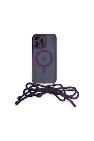 Newface Apple iPhone Uyumlu 12 Pro Max Kılıf Divo Lazer Askılı Magsafe Kapak - Glblseme - 90 Derin Mor