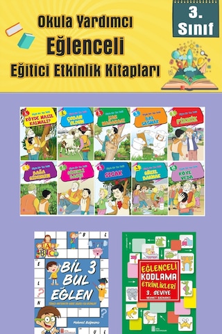 3.sınıflar İçin Okumayı Sevdiren 10 Lu Hikaye Seti -bil Bul Eğlen-kodlama 2 Okulda Evde Tatilde