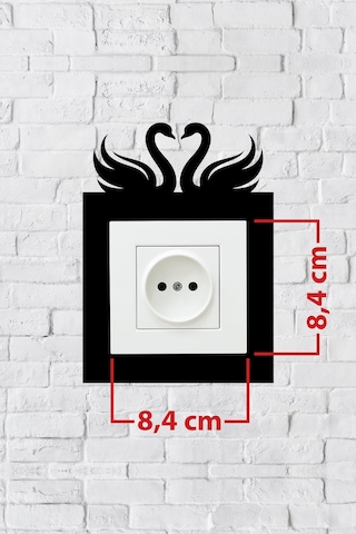 Kuğu Aşk Tasarım Priz Çerçevesi İç Ölçü 8,4x8,4 Cm Dekoratif Priz - Anahtar Çerçevesi - Ev Süsü