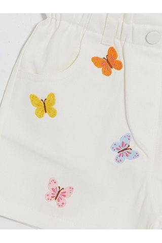 Lcw Kids Ayarlanabilir Lastikli Kız Çocuk Şort Krem Rengi
