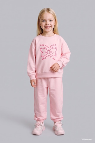 Defacto %100 Pamuk Baskılı Sweatshirt Üst Lastikli Paça Alt 2li Takım Kız Bebek I4475a526aupn167 Pembe-pn167