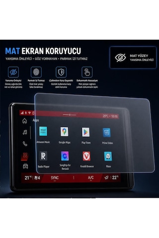 Renault Boreal 10 İnç İle Uyumlu Mat Ekran Koruyucu Multimedya Parmak İzi Bırakmayan Yansıma Ve Parlama Önleyici Koruma, 9h Kırılmaz Esnek Nano Cam