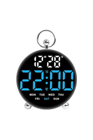 8029 Led Dijital Çalar Saat Çok Fonksiyonlu Büyük Ekranlı Elektronik Öğrenci Masa Saati - Mavi Mavi