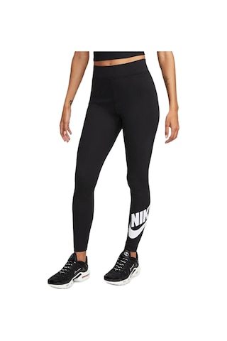 Nike High-waisted Graphic Womens Tight Pamuklu Kadın Tayt Siyah Siyah