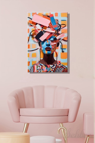 Duvar Tablosu Dikey Kanvas Tekli Kuaför Güzellik Salonu Makyaj Pop-art Modern Soyut Kadın Portre
