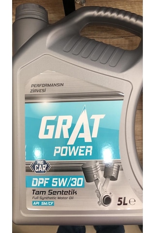 Grat Power Dpf 5W-30 Tam Sentetik Partiküllü Motor Yağı 5 L