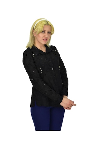 Kadın Brodeli Taşlı Bluz Bgl-st03720 001