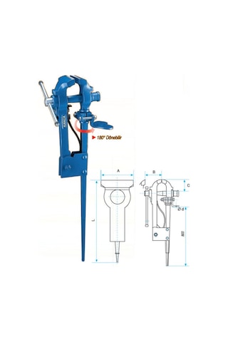 Kanca Ayaklı Demirci Mengenesi Kazıklı 150 MM