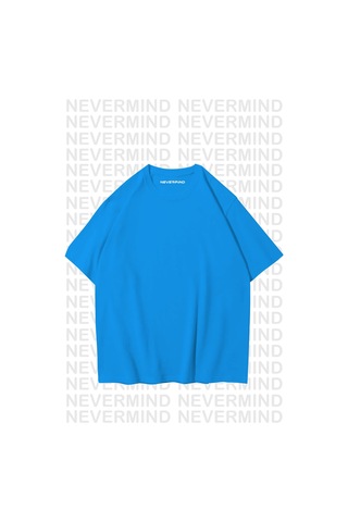 Nevermınd Unisex Burning Peace Baskılı %100 Pamuk Oversize Tişört Mavi Mavi