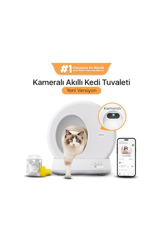 UBPet C10 Pro Kameralı Akıllı Kedi Tuvaleti App Kontrol Akıllı Sensörler Sessiz Çalışma - Koku