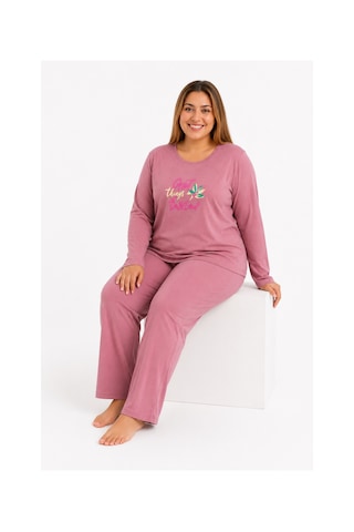 Sleeproom Büyük Beden Kadın Mevsimlik Great Things Desen Pembe Pijama Takımı