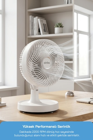 Sinbo Sf-7703 Kompakt Mini Masaüstü Fan Sessiz Vantilatör