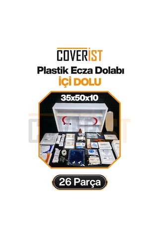 Küçük Plastik İş Yeri Ecza Dolabı - İçi Dolu İlk Yardım Setli