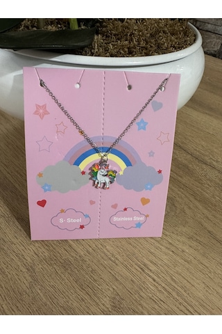 Unicorn Renkli Sevimli Çocuk Kolyesi Çok REnkli