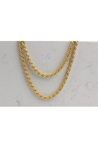 Glorria Gümüş 4 Mm Halat Burgu Zincir Kolye Sarı