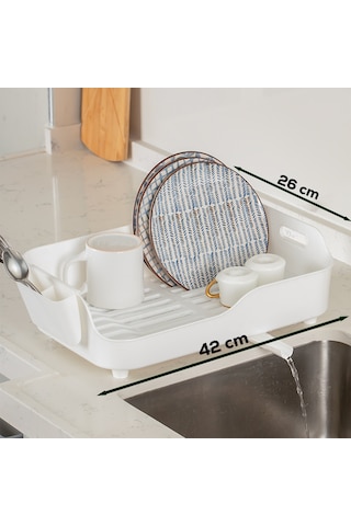 Porsima Akl-060 Beyaz Lüks Tabaklık Bulaşıklık Su Akıtma Kanallı Beyaz