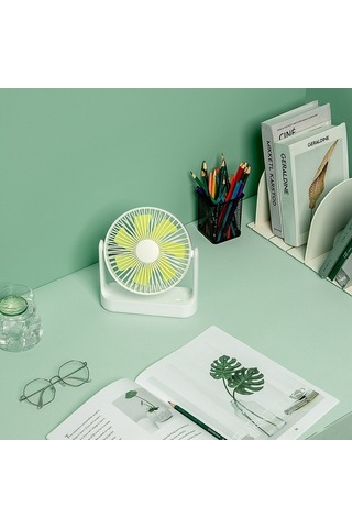 Didadodo 4 Kademeli Fan - 4000mah Pil, Sessiz Beyaz Şarjlı Masaüstü Fanı Taşınabilir Beyaz