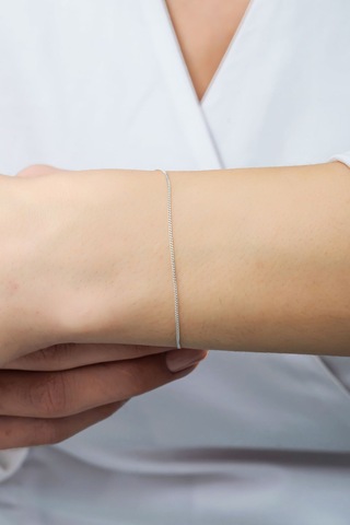 Azuris Silver Azuris Silver 925k Gümüş 1 Mm Gurmet Zincir Bileklik Gümüş