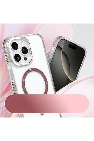 Apple iPhone Uyumlu 16 Pro Max Kılıf M-safe Şarj Özellikli Zore Tera Silikon Kapak - Mürdüm