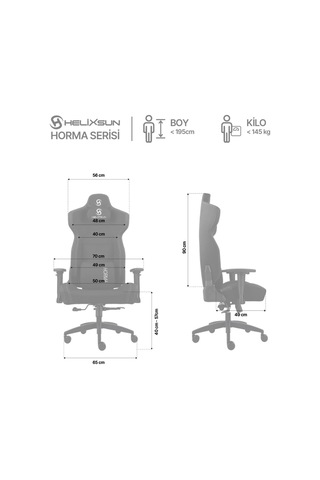 Horma Kumaş Gaming Oyuncu Koltuğu, Koyu Gri Çok Renkli