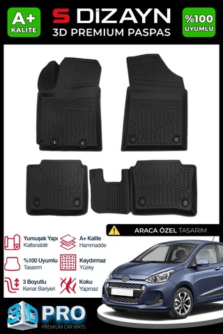 S-dizayn Hyundai İ10 3d Pro Havuzlu Paspas 2013-2019 A+ Kalite