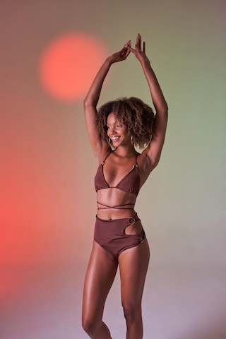 Holly Lolly Yüksek Bel Aksesuar Detaylı Delphi Bikini Altı Kahverengi