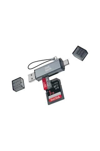 Nettech Nt-cr01 Usb Ve Type-c Sd Kart Okuyucu - Gri Diğer