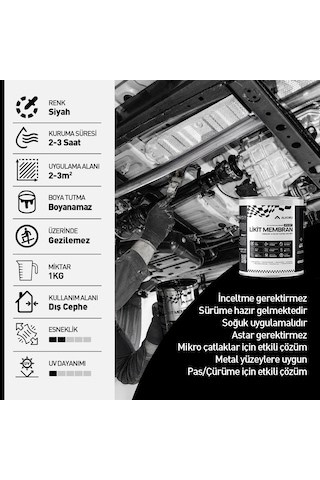 Alkoru 2 Adet 5 Kg Oto Zift Likit Membran Kauçuk Ve Elyaf Katkılı Sıvı Su Yalıtım Malzemesi Avantaj Paket