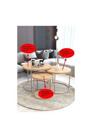 Faymend Giant Lüks 3'lü Orta Sehpa Modern Cappuccino Atlantik Çam Cappuccino