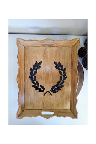 Dalgalı Model Ahşap Eskitme Dekoratif Kahve, Çay, Söz, Nişan, Sunum , Servis Tepsisi Ahşap