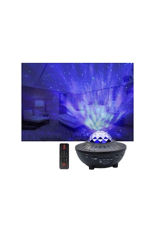 Bluetooth Hoparlörlü Lazer Işıklı Gece Lambası Uzaktan Kumandalı Projeksiyon Disko Lambası