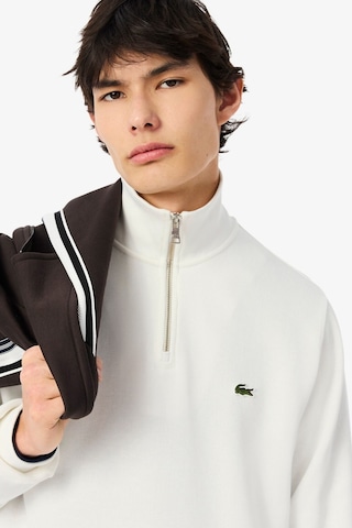 Lacoste Men's Classic Fit Neck Zip Sweatshirt Yarım Fermuarlı Yüksek Yaka Pamuklu Sweatshirt Beyaz
