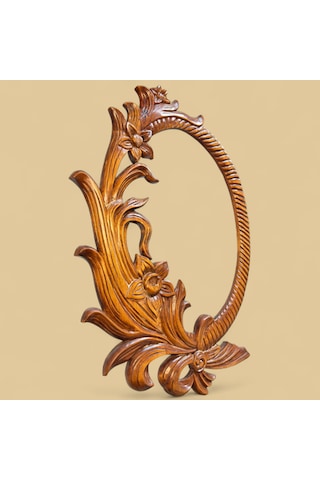 Ahşap Çiçekli Aynasız Oval Çerçeve.