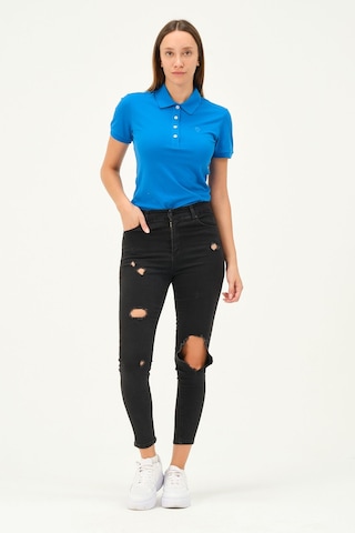 Msw Kadın Kısa Kollu Regular Fit Polo Yaka T-shirt Kobalt Mavi