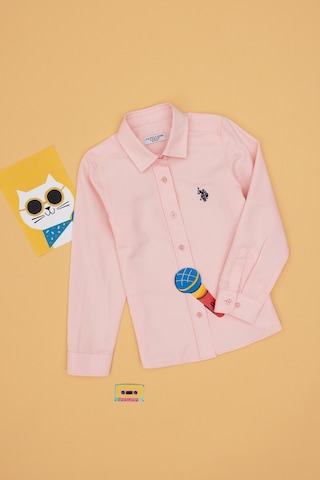 U.S. Polo Assn. Kız Çocuk Açık Pembe Uzun Kollu Basic Gömlek 50306588-VR078
