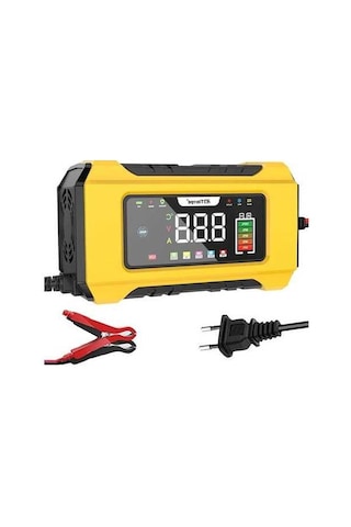 Novahub 12 V 6a Tam Otomatik Araç Akü Şarj Cihazı Akıllı Darbe Onarım Renkli Ekran Agm Yellow Eu Plug