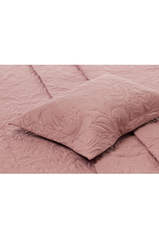 Taç Gala Kendinden Desenli%100 Polyester Yatak Örtüsü Seti, Pembe, Tek Kişilik Çok Renkli