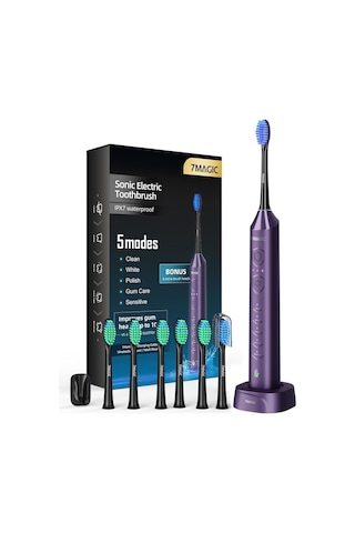7magıc Knight Blue Sessiz Sonic Elektrikli Diş Fırçası 5 Modlu 40000 Vpm 90 Gün Şarjlı Gri