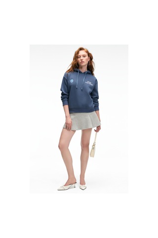 Grimelange SLOPANE Kadın Rahat Kesim Kapüşonlu Baskılı Lacivert Sweatshirt
