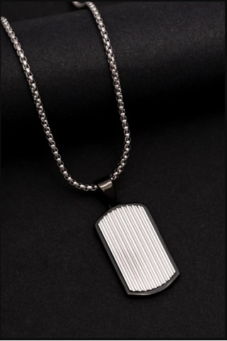 Osmanlı Gümüş Dövme Asker Künyesi Model Erkek Çelik Kolye Gümüş