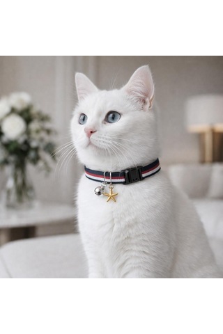 Zilli Kedi Tasması/charm Detaylı/ Yeşil Kırmızı Mavi - Kırmızı