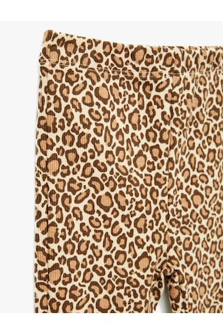 Koton Leopar Desenli Beli Lastikli Pamuklu İspanyol Paça Tayt Bej Desenli 6wmg40012ak Ekru Desenli